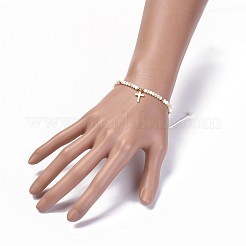 Glasgeflecht Perlen Armbänder galvanisieren&nbsp;BJEW-JB04311-06