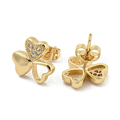 Clous d'oreille en laiton à micro-pavé de zircon cubique&nbsp;EJEW-P261-28D-G