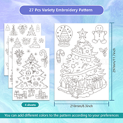 4 feuille de motifs de broderie bâton et point de 11.6x8.2 pouces&nbsp;DIY-WH0455-211