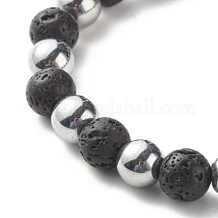 Set di braccialetti elastici a energia energetica con perle rotonde in pietra lavica naturale e ematite sintetica non magnetica&nbsp;BJEW-JB07051