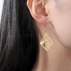 Pendientes colgantes de rombo de acero inoxidable 304 para mujer&nbsp;WG7AA0F-02