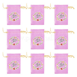 Blumen-Dankeschön-Aufbewahrungsbeutel aus Polyester-Satin mit Kordelzug&nbsp;ABAG-TAC0005-09A