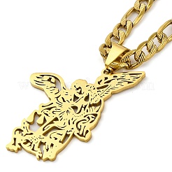 201 collane con ciondolo dell'arcangelo San Michele in acciaio inossidabile&nbsp;NJEW-S007-11G