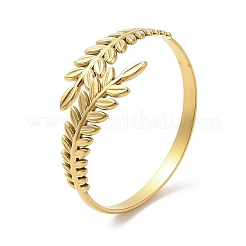 Ionenplattierung (IP) 304 Edelstahl griechische römische Lorbeerblatt Manschette Armreifen&nbsp;BJEW-L682-019G
