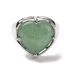 Verstellbarer Ring mit Edelsteinherzen&nbsp;RJEW-E265-01P