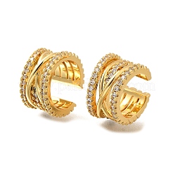 Orecchini a polsino da donna con micro pavé di zirconi trasparenti in ottone placcato a cremagliera&nbsp;EJEW-C125-16G