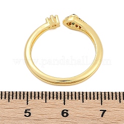 Gestellplattierte Manschettenringe aus Messing mit Mikropavé und klarem Zirkonia für Damen&nbsp;RJEW-M028-59G