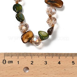 Lange Halsketten aus gefärbten natürlichen Muschelsplittern und facettierten Rondell-Glasperlen für Damen&nbsp;NJEW-S456-02