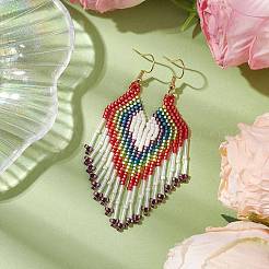 Orecchini pendenti in acciaio inossidabile 304 boho con vetro&nbsp;EJEW-MZ00176-01