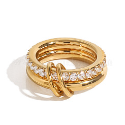 Stapelbare Fingerringe aus Edelstahl mit Mikropflaster und klarem Zirkonia&nbsp;FS-WGF4BA8-03