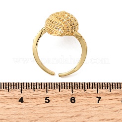 Verstellbare offene Manschettenringe aus Messing mit Mikropavé und klaren Zirkonia für Damen&nbsp;RJEW-I111-02G-01