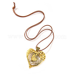 Collar de cordón encerado con colgante de aleación de corazón de amor para mujer&nbsp;FS-WGF30D8-01
