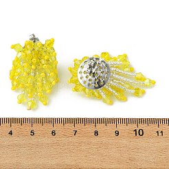 Orecchini a bottone con fiore di perline intrecciati con semi di vetro&nbsp;EJEW-MZ00736-02