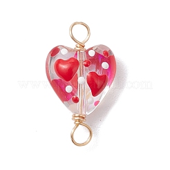 Dijes conectores de corazón de esmalte de vidrio hechos a mano&nbsp;PALLOY-JF04263-01