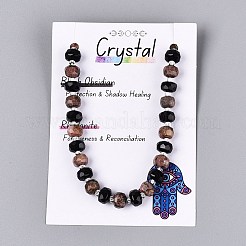 Colliers de perles d'obsidienne naturelle et de rhodonite&nbsp;G-Q614-03A-03