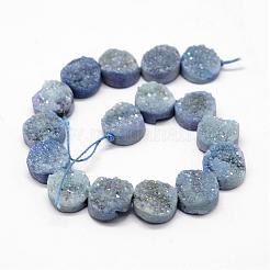 Fili di perle di agata druzy naturali e tinti galvanicamente&nbsp;G-N0169-004N-01