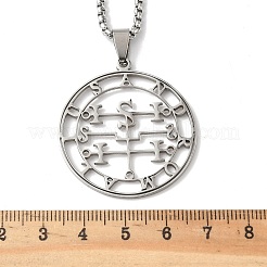 201 collane con ciondolo a forma di sigillo demoniaco con taglio cavo in acciaio inossidabile&nbsp;NJEW-H065-25P