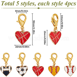 Herz mit Sport-Anhänger aus Emaille-Legierung&nbsp;HJEW-SC00074