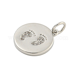 Pendenti rotondi in ottone con micro pavé di zirconi trasparenti&nbsp;KK-U021-01P