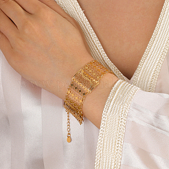 Breite Gliederarmbänder mit hohlen Messingblumen für Damen&nbsp;LG8079