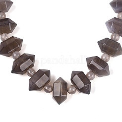Collares de cuentas redondas y cónicas de ágata gris natural&nbsp;NJEW-N064-03C