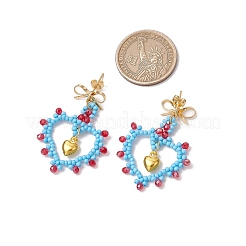 Orecchini pendenti con perline di vetro&nbsp;EJEW-MZ00396-04
