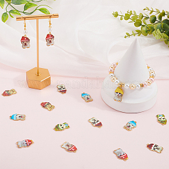 28 pièces 7 styles pendentifs en alliage d'émail imprimé&nbsp;ENAM-SC0005-41