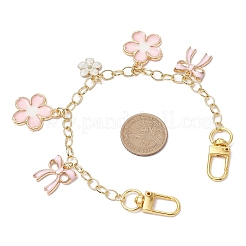 Chaînes d'extension de sac en laiton avec fleur et nœud papillon&nbsp;AJEW-BA00137