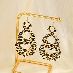 Orecchini pendenti in lega con stampa leopardata a goccia per donna&nbsp;EJEW-K304-02G