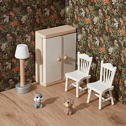 Mini maison de poupée salon chambre papier peint&nbsp;DIY-WH0504-841A-05