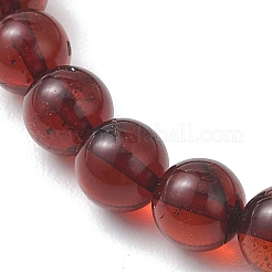 Pulseras elásticas de cuentas redondas de ámbar natural para mujeres y hombres.&nbsp;BJEW-JB13378