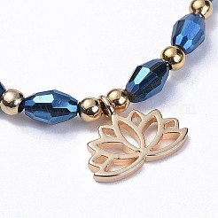 Bracciali con perline intrecciate in vetro galvanizzato&nbsp;BJEW-JB04307-01