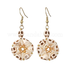 Boucles d'oreilles pendantes en turquoise synthétique teintée pour femmes&nbsp;EJEW-MZ00778
