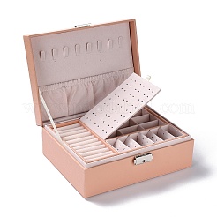 PU-Kunstleder-Schmuck-Organizer-Box mit Schloss&nbsp;LS-CON-P016-B02