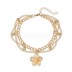 Chaîne de cheville à pompon en alliage de fleurs pour femmes&nbsp;FS-WGA4657-02