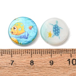 Bedruckte Naturperlen mit Meeresmotiven aus Süßwassermuscheln&nbsp;SH-CBA2978-25