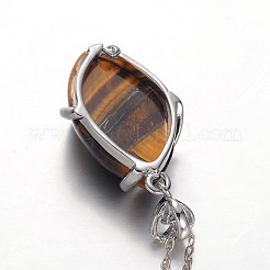 Pferdeauge platinierte Messing Strass Edelstein Anhänger Halsketten&nbsp;NJEW-JN01188