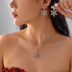 Halskette und Ohrstecker-Set mit Schneeflockenanhänger aus Legierung mit Strass für Damen&nbsp;FS-WGDD9A4-06