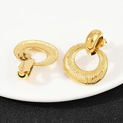 Boucles d'oreilles pendantes rondes et plates en acier inoxydable 304&nbsp;EJEW-K268-31G