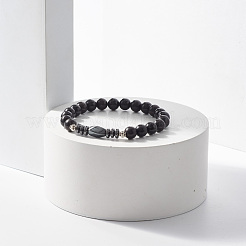Stretcharmband aus natürlichem Holz und synthetischen Hämatitperlen&nbsp;BJEW-JB07809