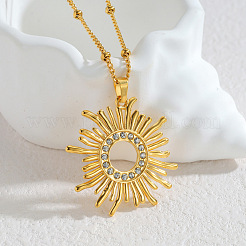 Collane con ciondolo a forma di sole in acciaio inossidabile 304 e strass di cristallo per donna&nbsp;WGC2767-01