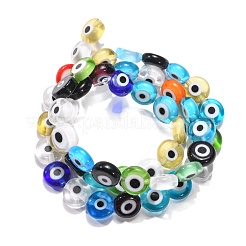 Handmade bösen Blick lampwork flache runde Perle Stränge&nbsp;LAMP-L058-8mm-M
