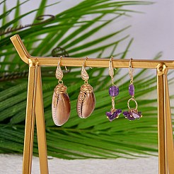 4 paires 4 crochets de boucle d'oreille en laiton micro pavé clair en zircone cubique&nbsp;KK-SZ0004-62