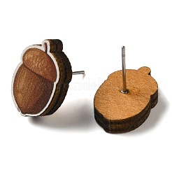 Orecchini a bottone in legno&nbsp;EJEW-Z054-01H