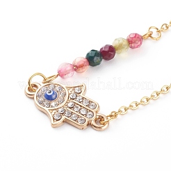 Collane con ciondolo a mano hamsa con strass in lega&nbsp;NJEW-JN03406