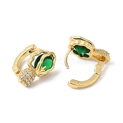 Pendientes de aro con flor de circonita cúbica y vidrio&nbsp;EJEW-F316-05G