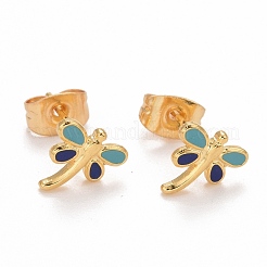 Boucles d'oreilles à tige en acier inoxydable 304 et émail&nbsp;EJEW-C019-02