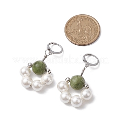 Muschelperle & Taiwan-Jade Leverback-Ohrringe&nbsp;EJEW-JE05927-01