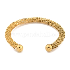 Bracelets manchettes creux en acier inoxydable 304 plaqué ion (IP) pour femmes et hommes&nbsp;BJEW-P331-13G