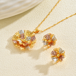 Vintage-Ohrstecker und Halsketten-Sets aus Messingblumen im Vintage-Stil für Damen&nbsp;EL3968